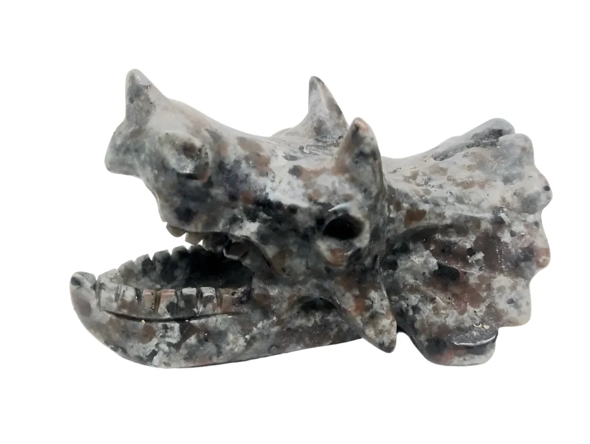 Yooperlite Crystal Triceratops Head Carving