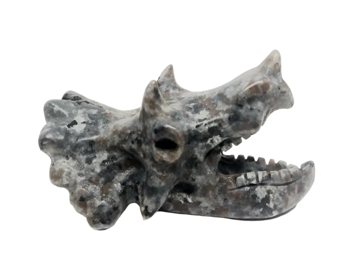 Yooperlite Crystal Triceratops Head Carving