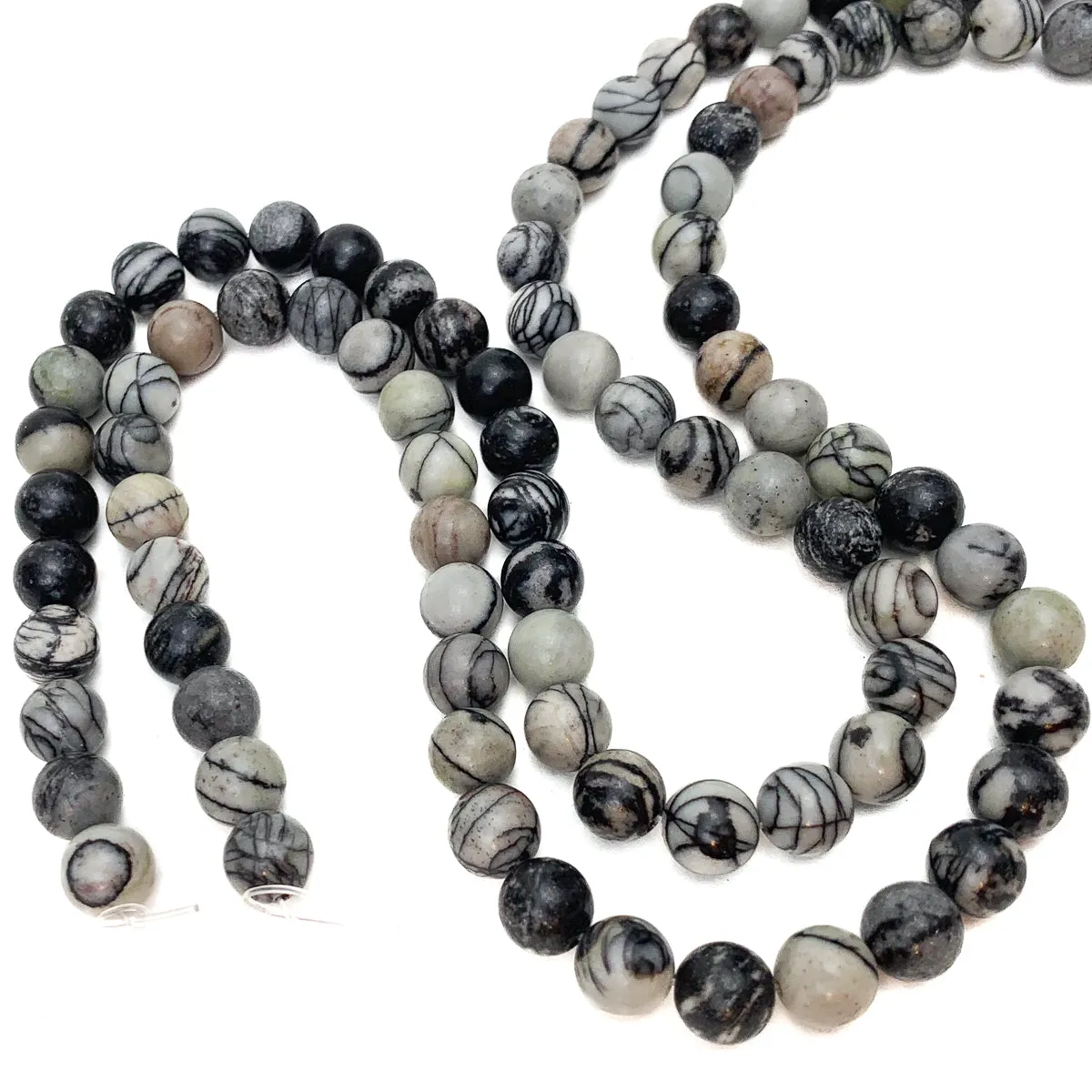 Zebra Jasper 8mm Smooth Rounds Bead Strand