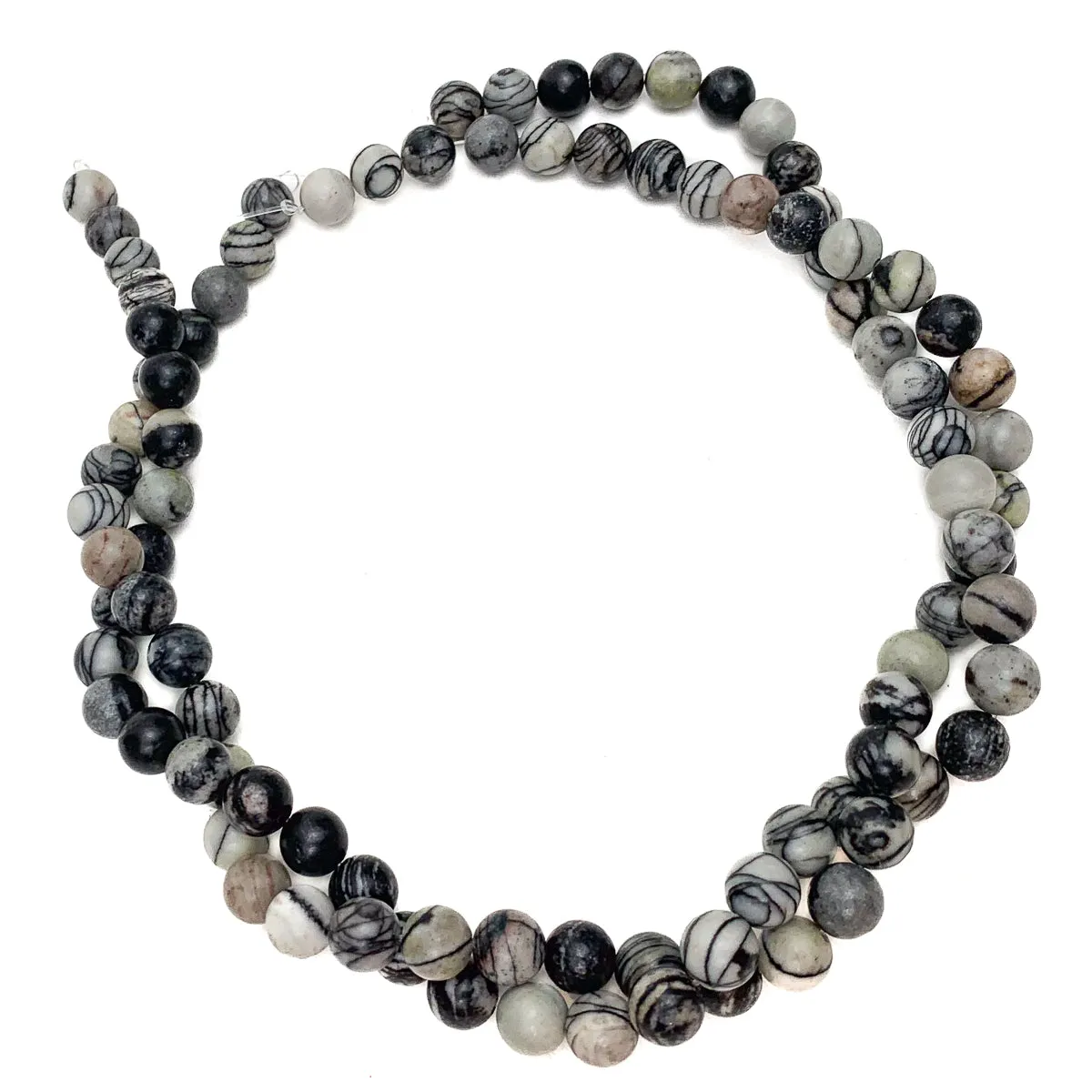 Zebra Jasper 8mm Smooth Rounds Bead Strand