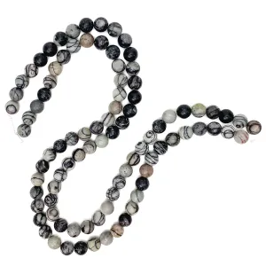 Zebra Jasper 8mm Smooth Rounds Bead Strand